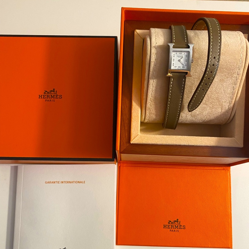 Hermès steel Heuere H watch, 17. 2 x 17. 2 mm